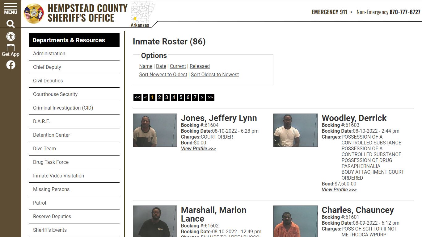 Inmate Roster - Hempstead County Sheriff's Office